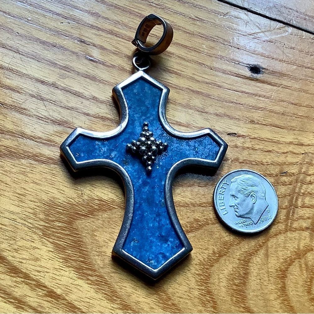 Whitney Kelly Sterling Silver & Lapis signed cross. Vintage